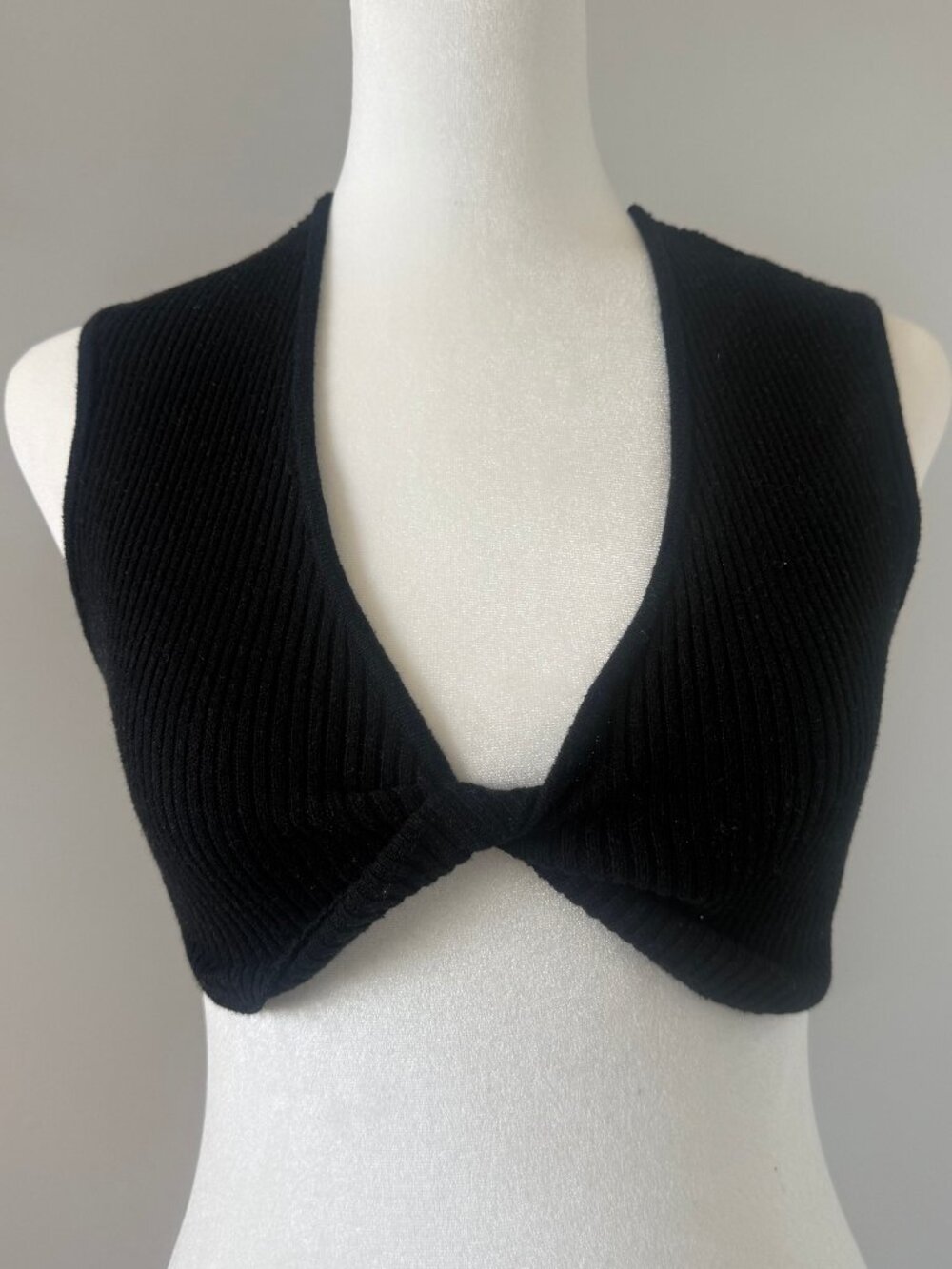 Target/Wild Fable Black Ribbed Cropped Blouse